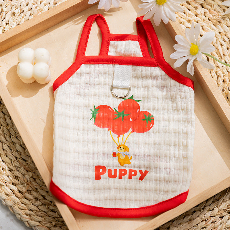 Cute Puppy Harness Vest – Breathable Dog Harness Shirt with Leash Ring for Small Dogs