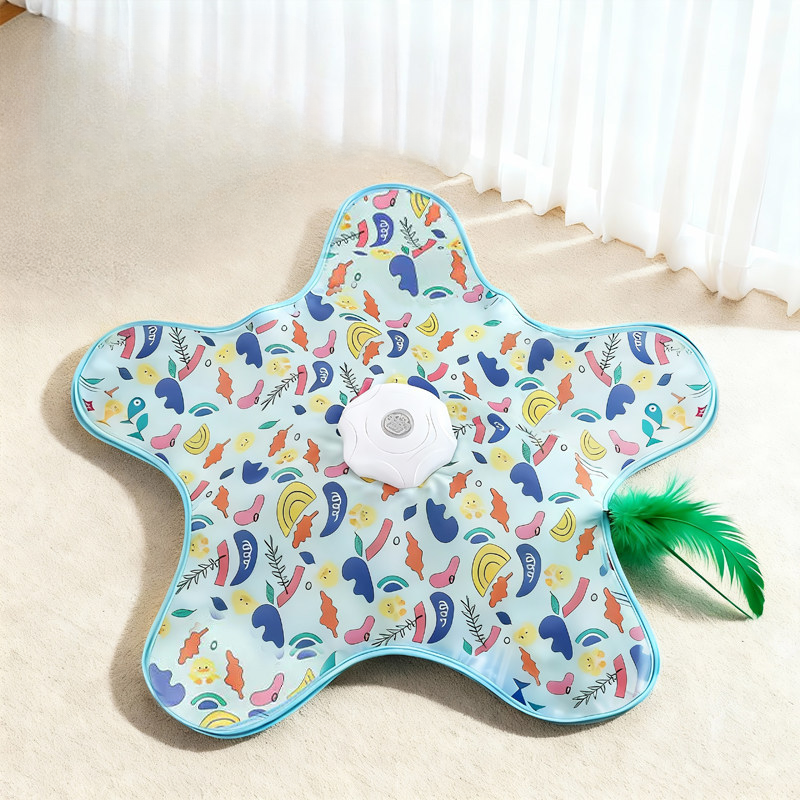Interactive Cat Toy Mat with Feather | Electric Moving Cat Teaser Blanket | Automatic Cat Play Mat for Indoor Cats | HipiDogs