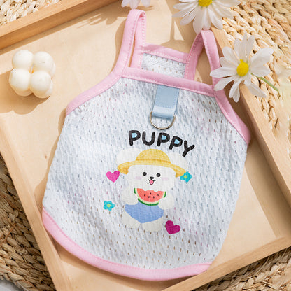 Cute Puppy Harness Vest – Breathable Dog Harness Shirt with Leash Ring for Small Dogs