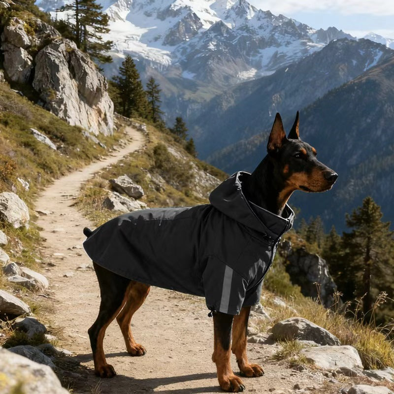 Waterproof Dog Jacket with Hood – Reflective Outdoor Dog Coat for Medium & Large Dogs Hiking Raincoat