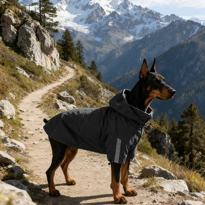 Waterproof Dog Jacket with Hood – Reflective Outdoor Dog Coat for Medium & Large Dogs Hiking Raincoat