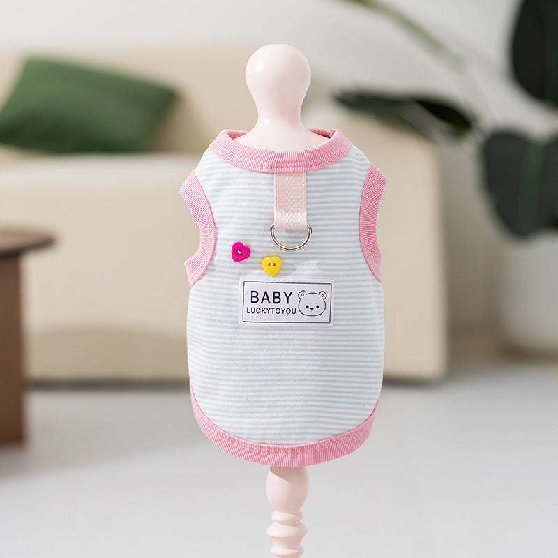 Cute Striped Dog Harness Vest – Breathable Fit with D-Ring