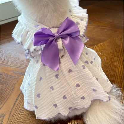 Black Bow Cat Dress – Elegant Heart Print Princess Outfit