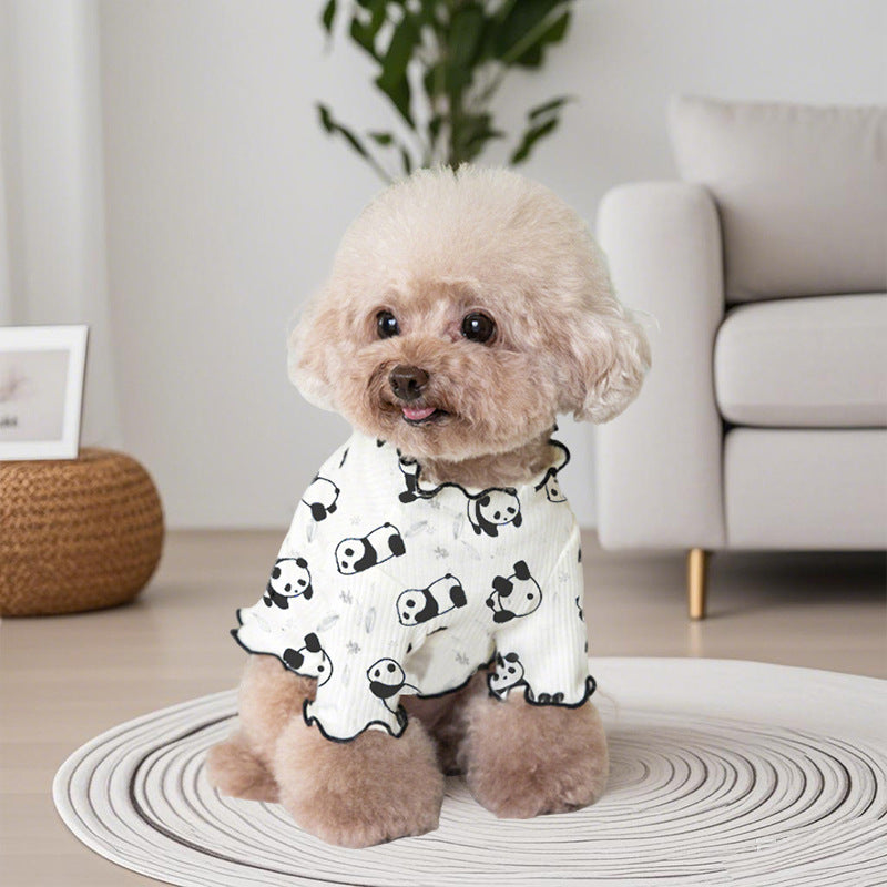 Cute Panda Dog Pajamas – Soft Breathable Pet Sleepwear for Small Dogs, Comfortable Puppy Home Clothes