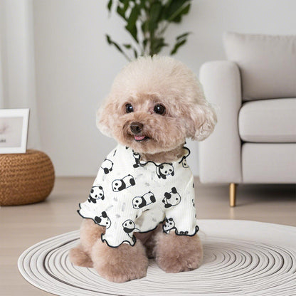 Cute Panda Dog Pajamas – Soft Breathable Pet Sleepwear for Small Dogs, Comfortable Puppy Home Clothes