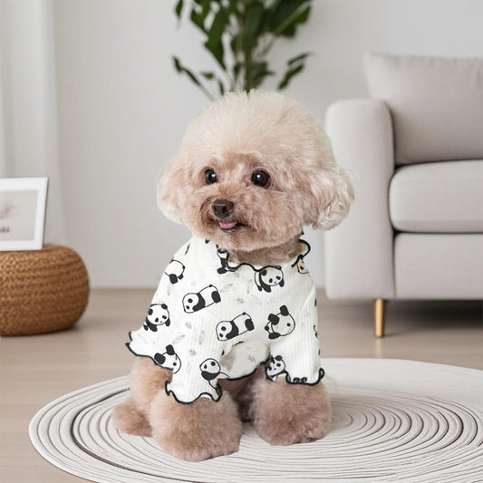 Cute Panda Dog Pajamas – Soft Breathable Pet Sleepwear for Small Dogs, Comfortable Puppy Home Clothes