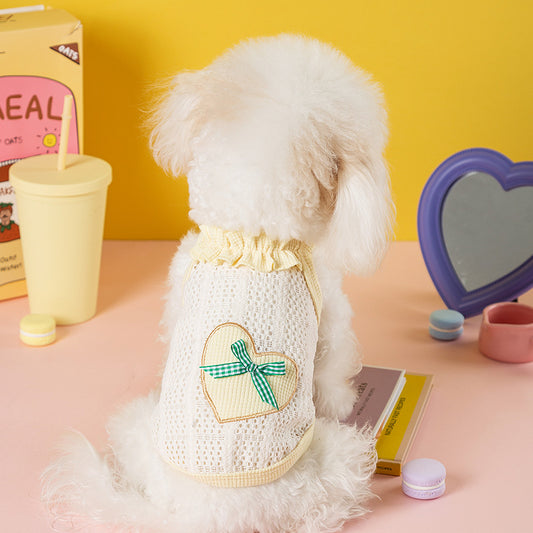 Cute Lace Heart Dog Harness Vest – Breathable Summer Fit