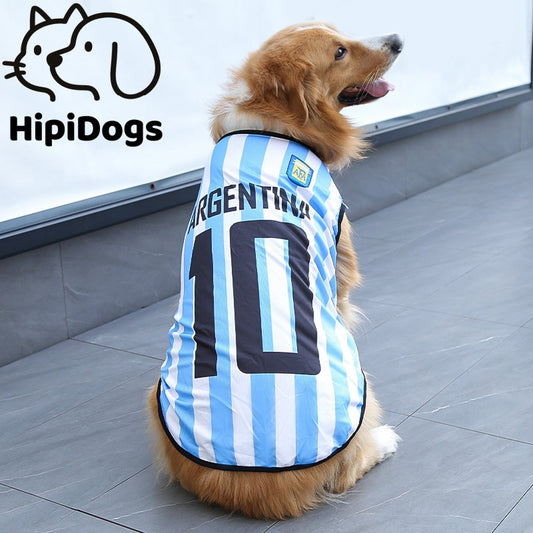 Argentina Dog Soccer Jersey | Breathable Football Shirt for Medium & Large Dogs | World Cup Pet Team Vest Outfit | HipiDogs