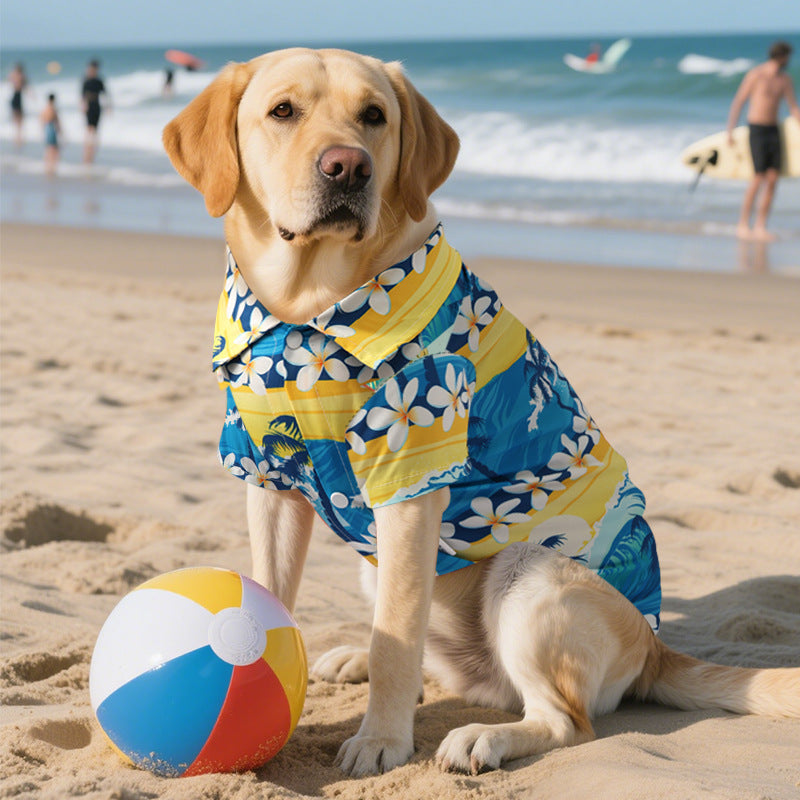 Hawaiian Dog Shirt – Summer Beach Dog Shirt with Floral Print for Medium Large Dogs