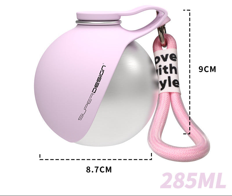 Portable Dog Water Bottle 285ml | Stainless Steel Pet Travel Water Bottle with Carry Strap | Leakproof Outdoor Water Dispenser | HipiDogs