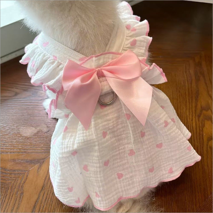 Black Bow Cat Dress – Elegant Heart Print Princess Outfit