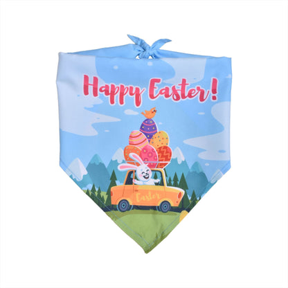 Easter Dog Bandana | Happy Easter Pet Bandana Scarf | Cute Bunny & Egg Print Dog Neck Scarf | Adjustable Pet Bandana for Small Medium Large Dogs