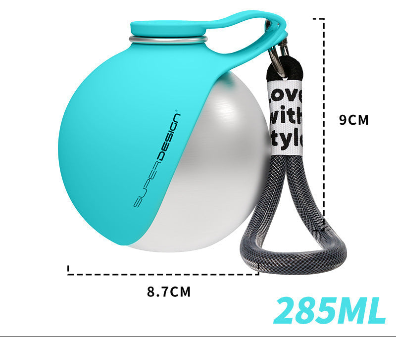 Portable Dog Water Bottle 285ml | Stainless Steel Pet Travel Water Bottle with Carry Strap | Leakproof Outdoor Water Dispenser | HipiDogs
