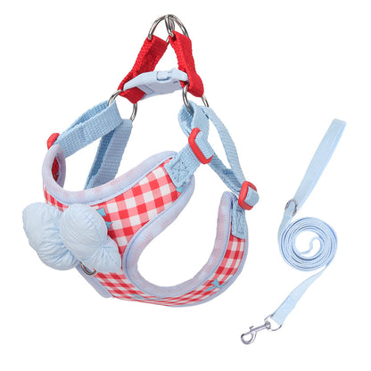 Cute Bow Dog Harness and Leash Set – Adjustable Soft Vest Harness for Small Dogs, Breathable No Pull Puppy Harness