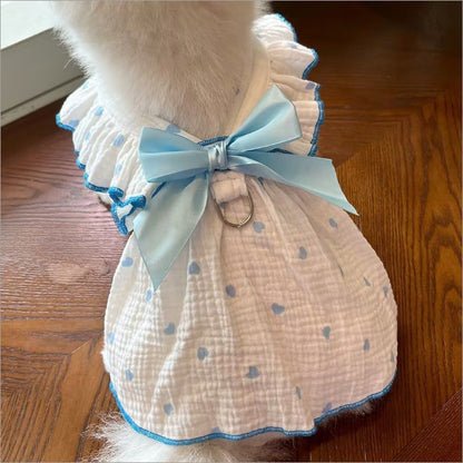 Black Bow Cat Dress – Elegant Heart Print Princess Outfit