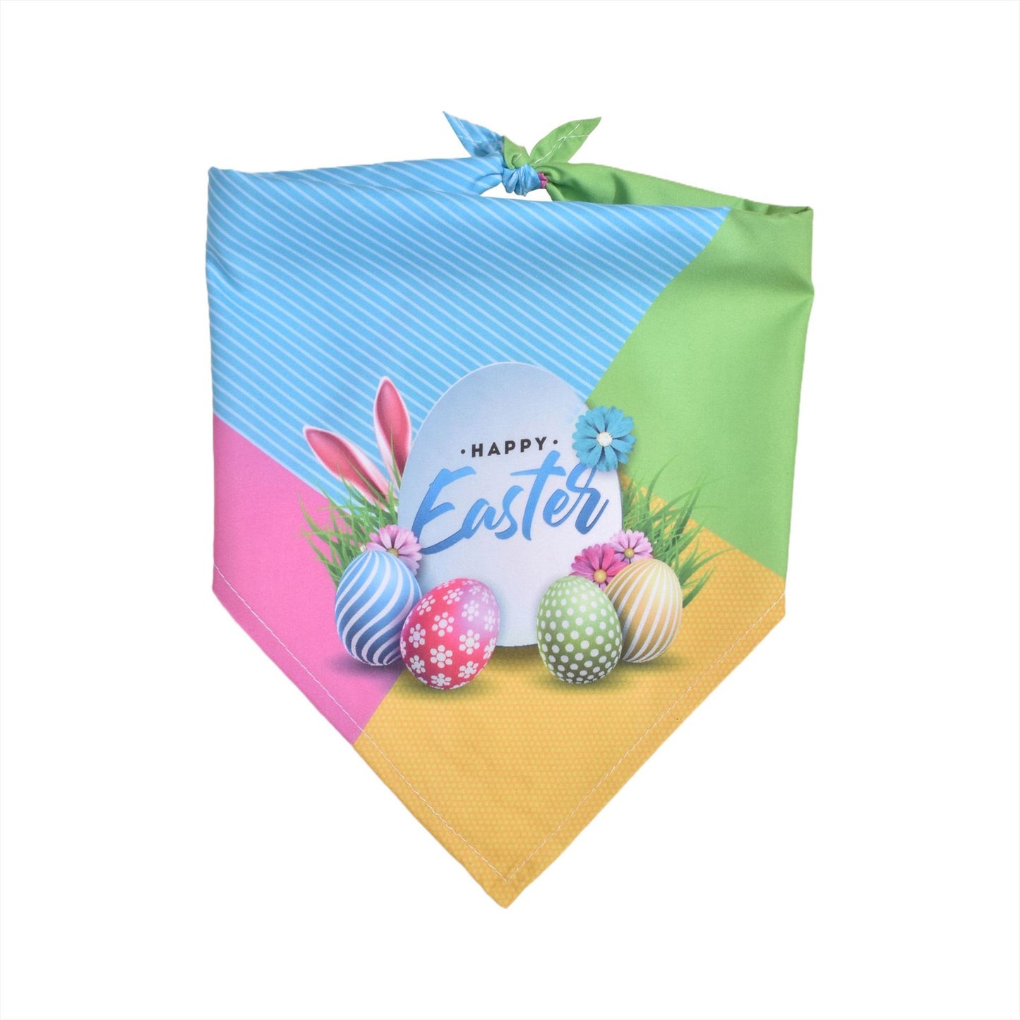Easter Dog Bandana | Happy Easter Pet Bandana Scarf | Cute Bunny & Egg Print Dog Neck Scarf | Adjustable Pet Bandana for Small Medium Large Dogs