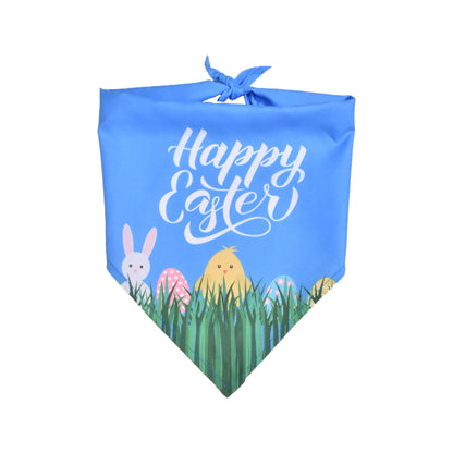 Easter Dog Bandana | Happy Easter Pet Bandana Scarf | Cute Bunny & Egg Print Dog Neck Scarf | Adjustable Pet Bandana for Small Medium Large Dogs