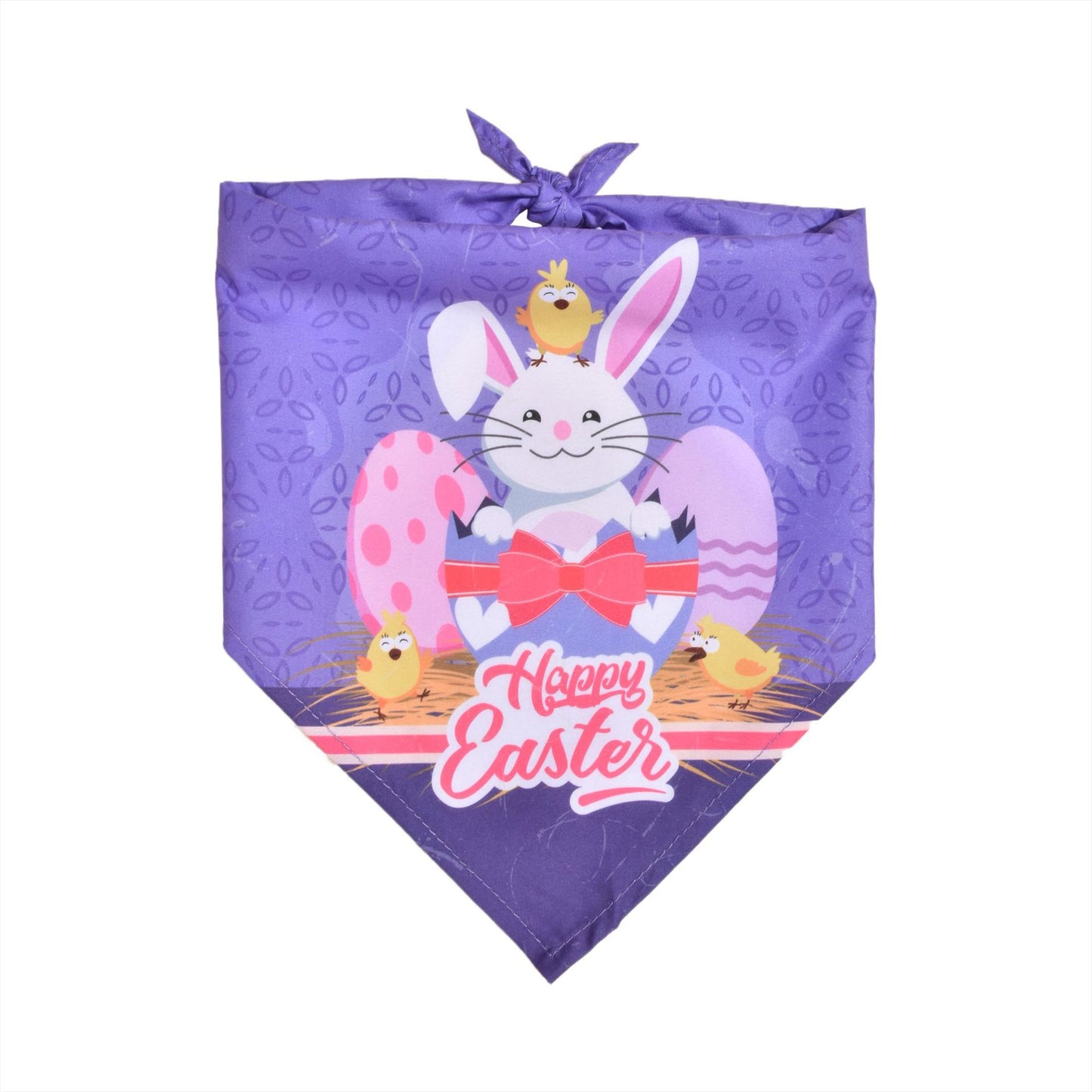 Easter Dog Bandana | Happy Easter Pet Bandana Scarf | Cute Bunny & Egg Print Dog Neck Scarf | Adjustable Pet Bandana for Small Medium Large Dogs