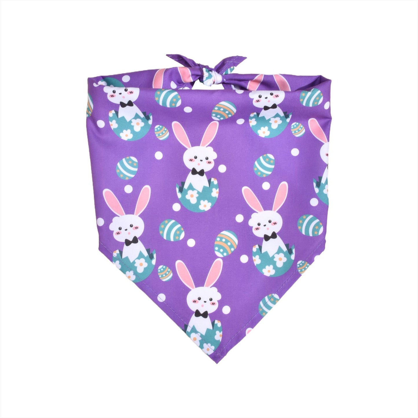 Easter Dog Bandana | Happy Easter Pet Bandana Scarf | Cute Bunny & Egg Print Dog Neck Scarf | Adjustable Pet Bandana for Small Medium Large Dogs
