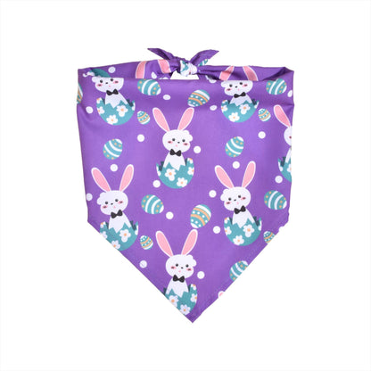 Easter Dog Bandana | Happy Easter Pet Bandana Scarf | Cute Bunny & Egg Print Dog Neck Scarf | Adjustable Pet Bandana for Small Medium Large Dogs