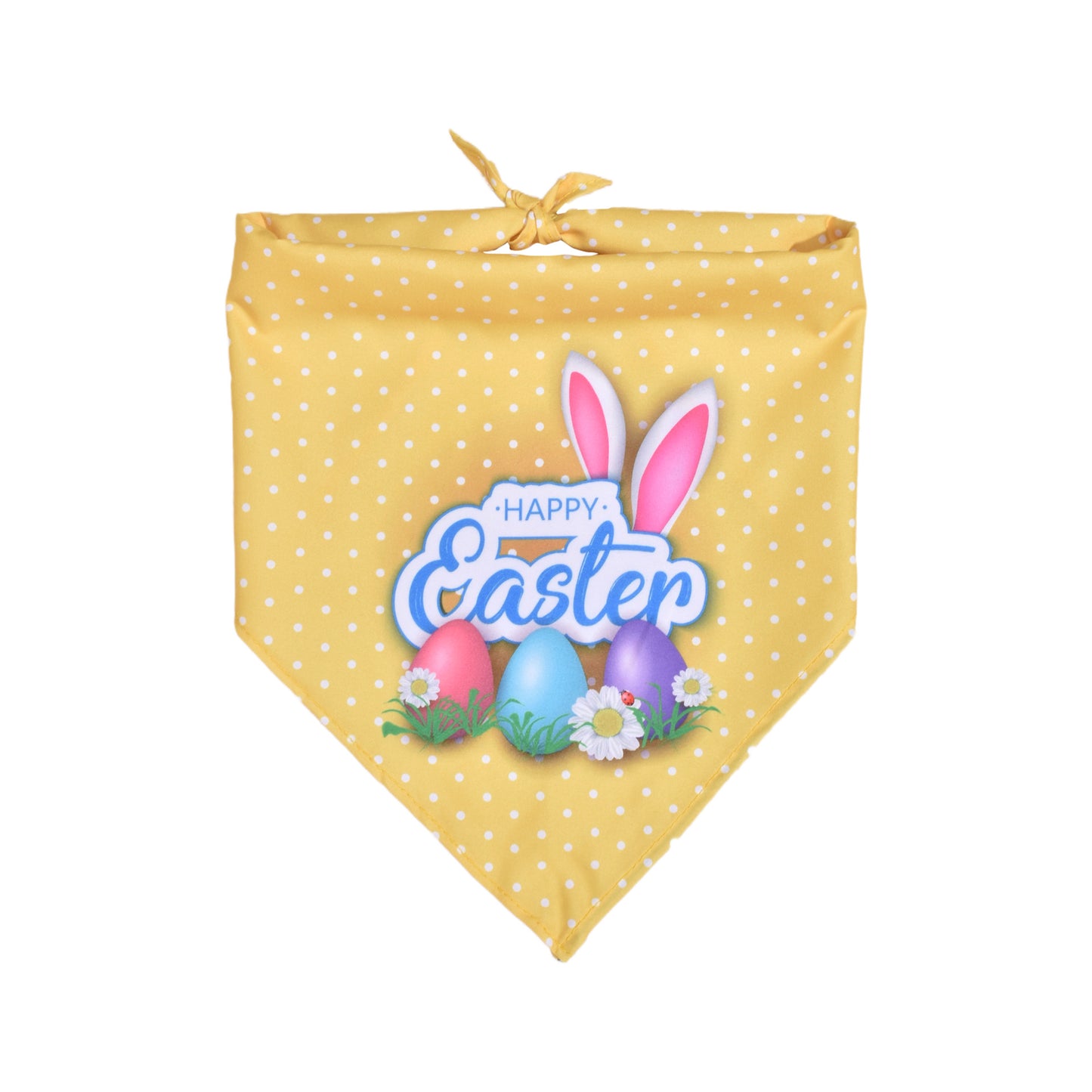 Easter Dog Bandana | Happy Easter Pet Bandana Scarf | Cute Bunny & Egg Print Dog Neck Scarf | Adjustable Pet Bandana for Small Medium Large Dogs
