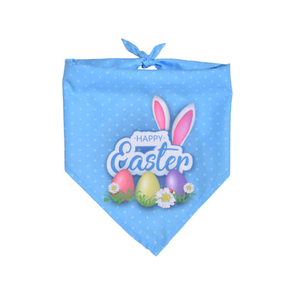 Easter Dog Bandana | Happy Easter Pet Bandana Scarf | Cute Bunny & Egg Print Dog Neck Scarf | Adjustable Pet Bandana for Small Medium Large Dogs