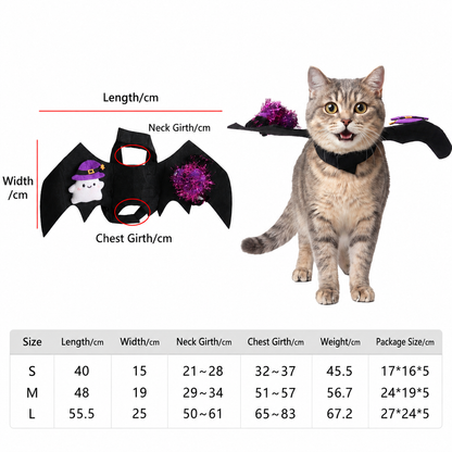 Halloween Bat Wings Pet Costume – Black Pumpkin & Ghost Wings for Dogs and Cats