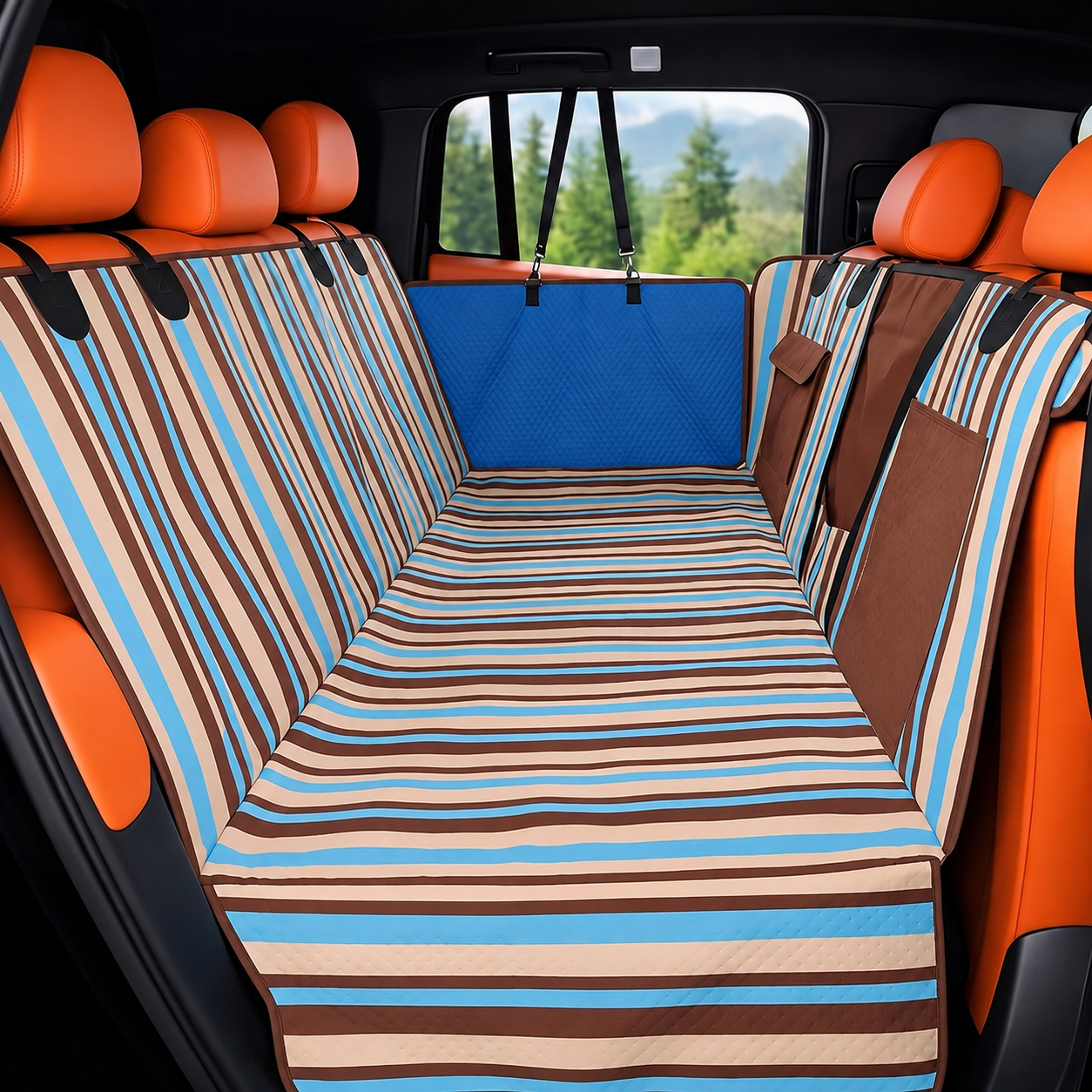 Waterproof Dog Car Seat Cover with Hammock & Door Protection