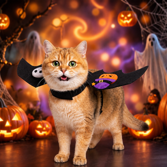 Halloween Bat Wings Pet Costume – Black Pumpkin & Ghost Wings for Dogs and Cats
