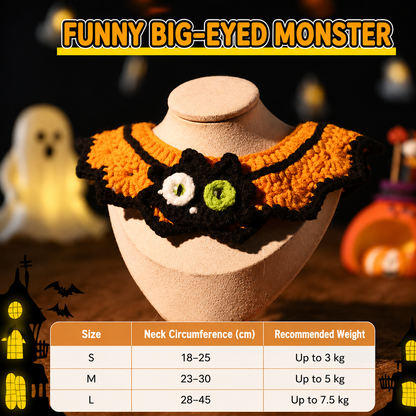 Crochet Halloween Pet Collar – Handmade Ghost Pumpkin Cat & Dog Costume Neckwear