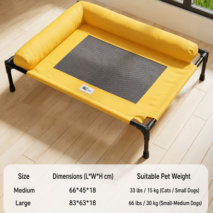 HipiDogs Elevated Cooling Dog Bed with Bolster | Raised Pet Cot