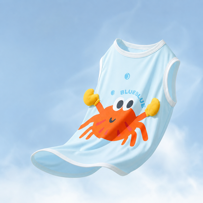 HipiDogs Cooling Dog Shirt | Breathable Summer Pet T-Shirt with Cute Crab Print