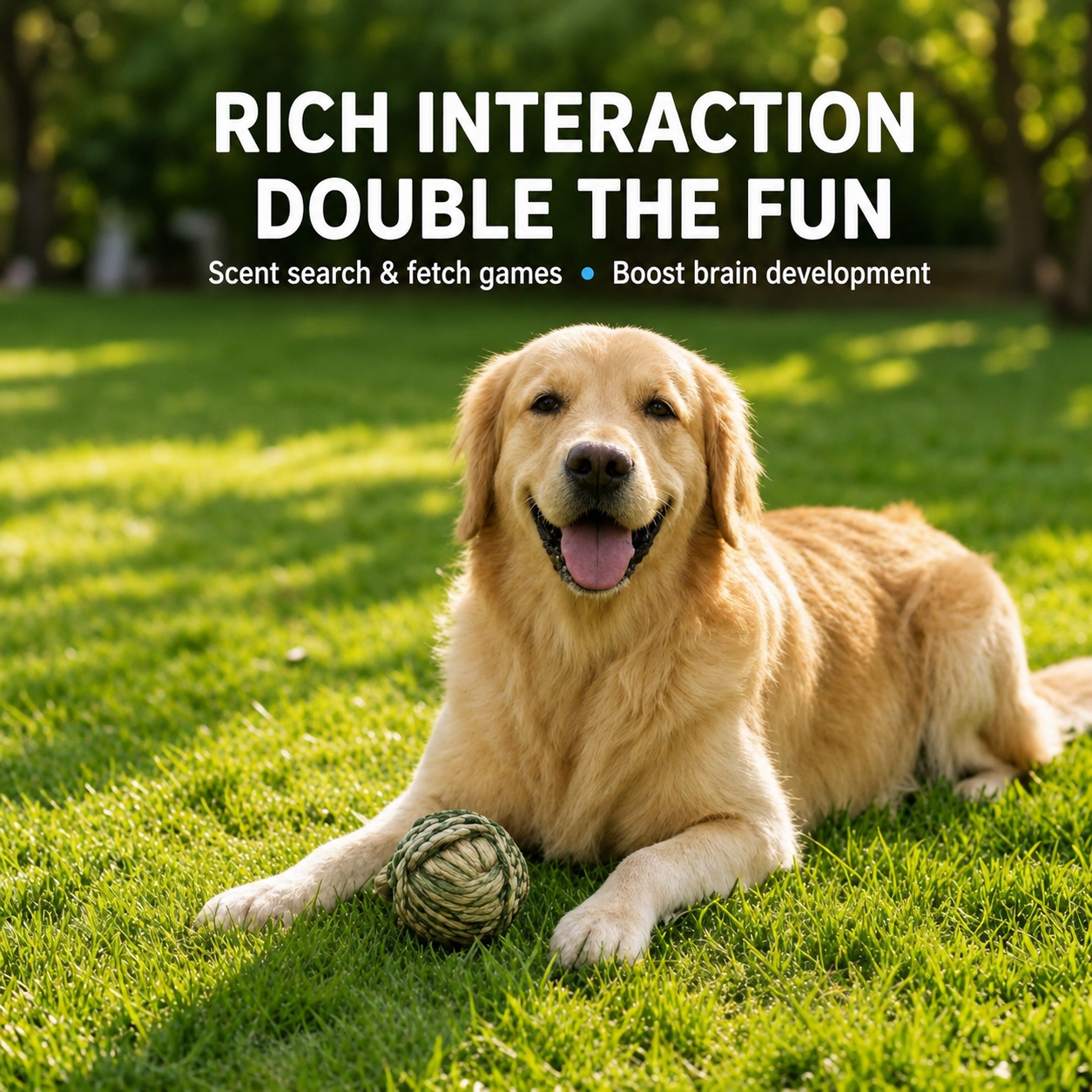 HipiDogs Natural Woven Dog Chew Ball | Durable Interactive Teeth Cleaning Toy