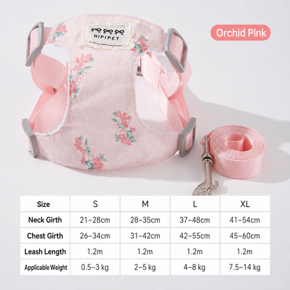 HipiDogs Floral Cat Harness Vest | Soft Adjustable Escape-Resistant Walking Harness