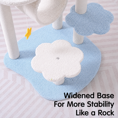 Cloud Climbing Frame Cat Tree – Soft Plush Multi-Level Cat Activity Tower with Scratching Posts & Hanging Toy