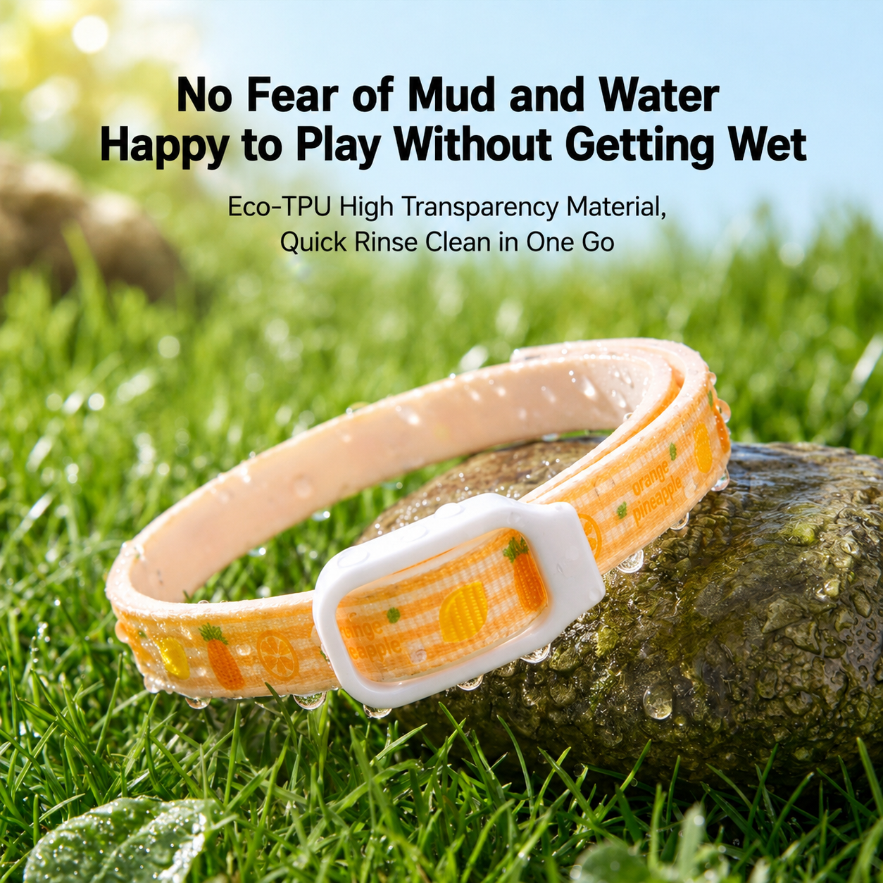HipiDogs Waterproof Insect-Repellent Dog Collar | Adjustable Fruit Print Collar