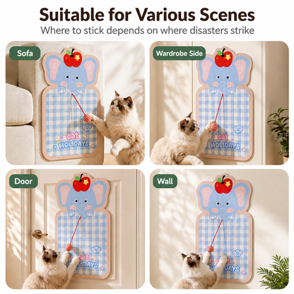 HipiDogs Elephant Cat Scratching Board with Hanging Ball Toy | Wall-Mounted Scratch Pad