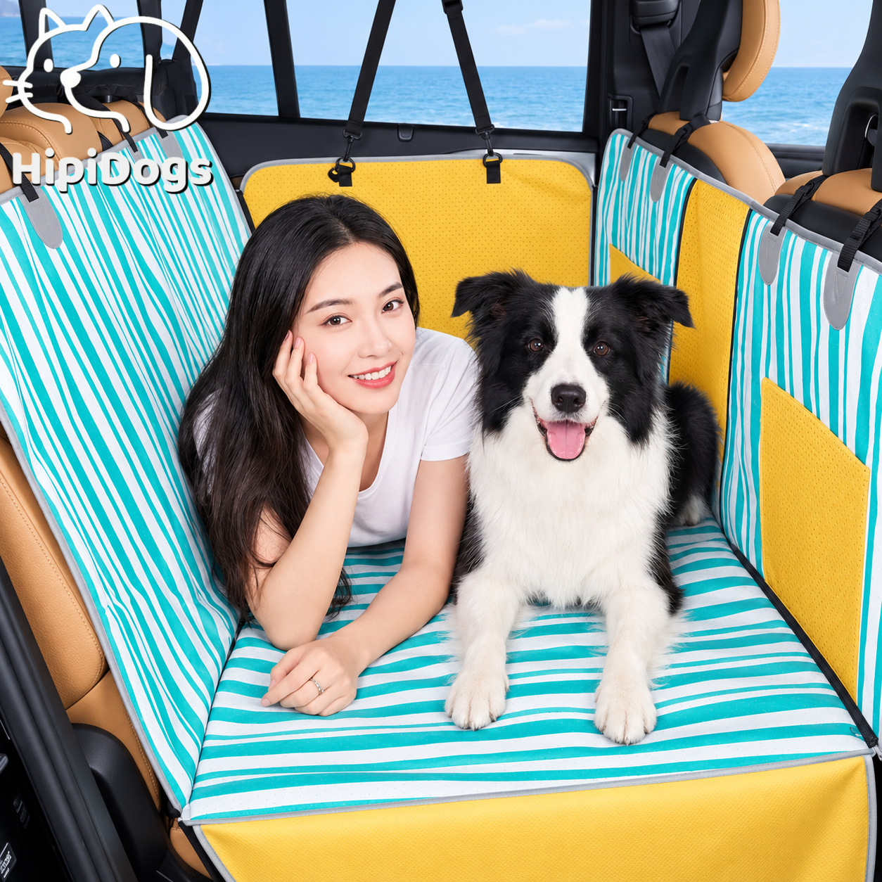 Waterproof Dog Car Seat Cover with Hammock & Door Protection