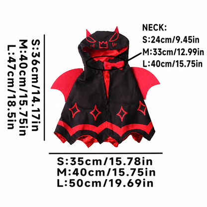 Halloween Cat Costume – Vampire Bat Cape with Hood & Wings for Cats and Small Dogs