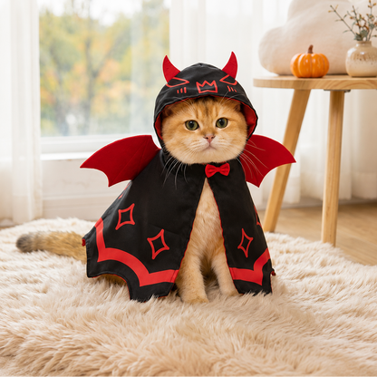Halloween Cat Costume – Vampire Bat Cape with Hood & Wings for Cats and Small Dogs