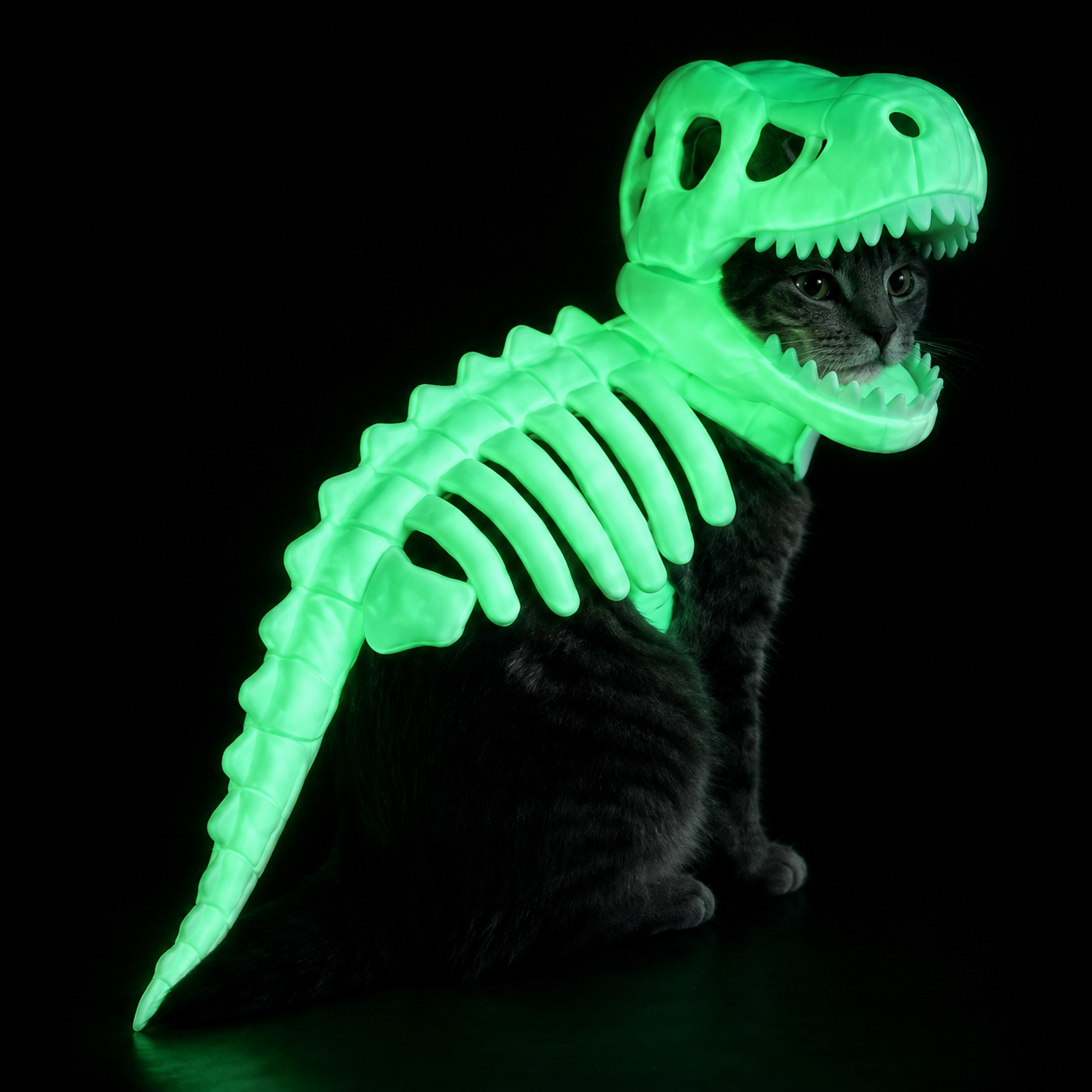 Dinosaur Skeleton Halloween Costume for Cats & Dogs – Funny Pet Costume with 3D Bones