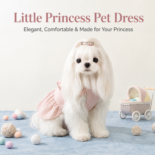 HipiDogs Elegant Harness Dress | Pleated Pet Dress with Matching Leash