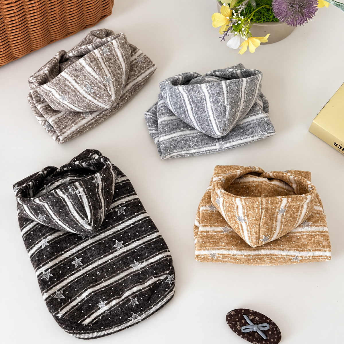 Striped Star Hooded Sweater for Dogs & Cats – Cozy Everyday Pet Hoodie