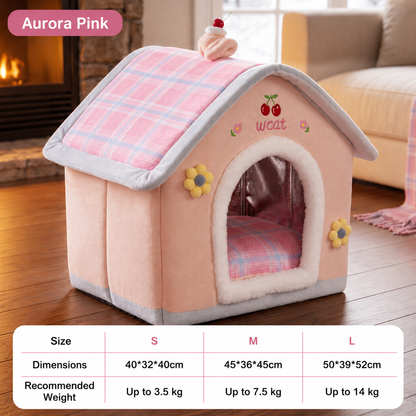 Cozy Indoor Dog House Bed – Plush Insulated Pet Tent with Removable Cushion for Cats & Dogs