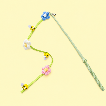 Interactive Cat Teaser Wand Toy with Plush Charms