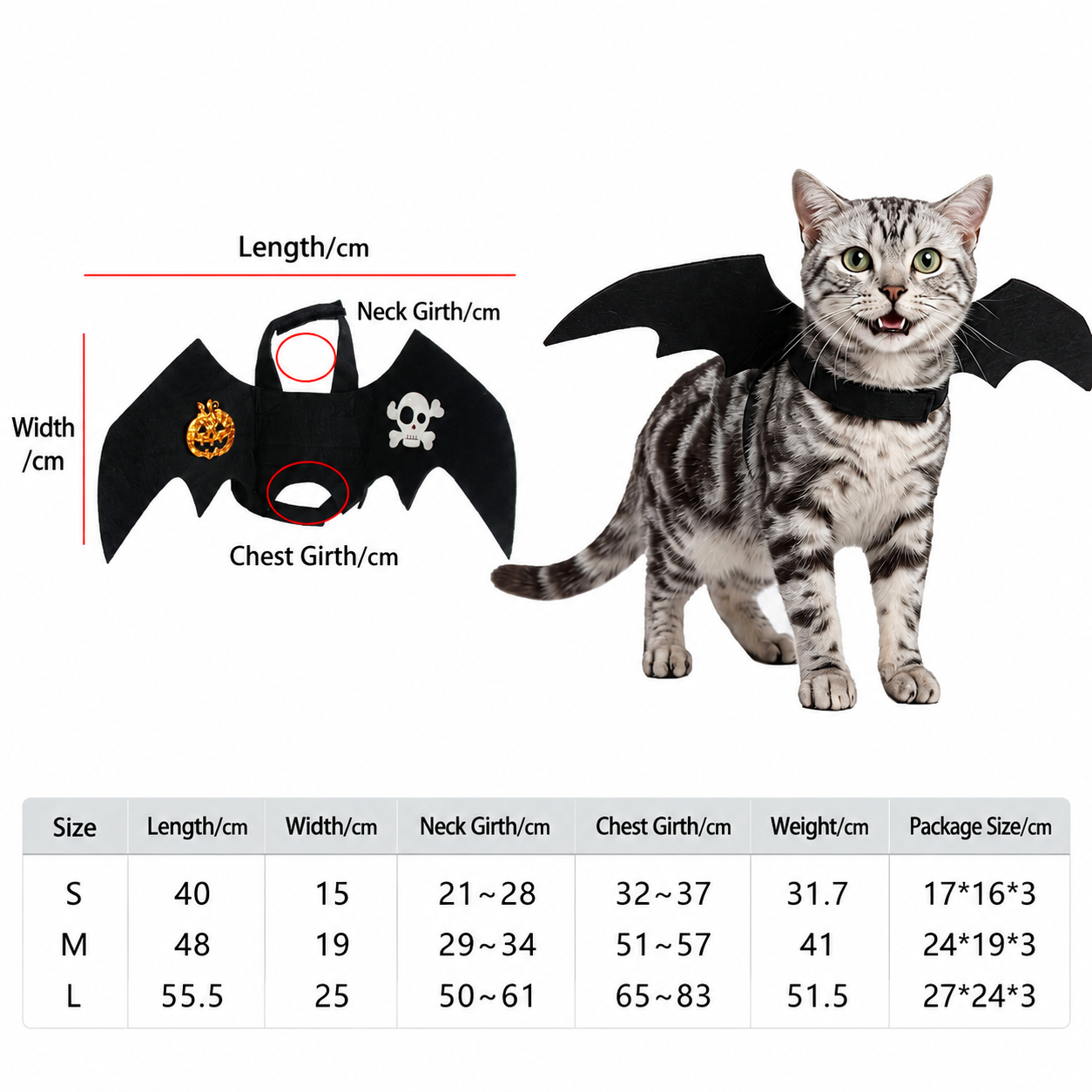 Halloween Bat Wings Pet Costume – Black Pumpkin & Ghost Wings for Dogs and Cats