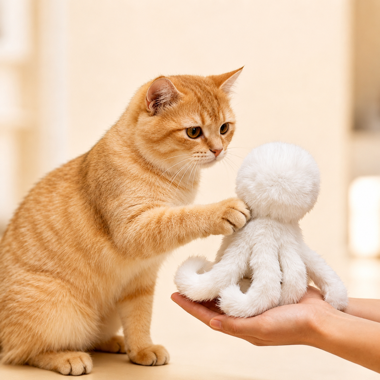Plush Faux Rabbit Fur Octopus Cat Toy