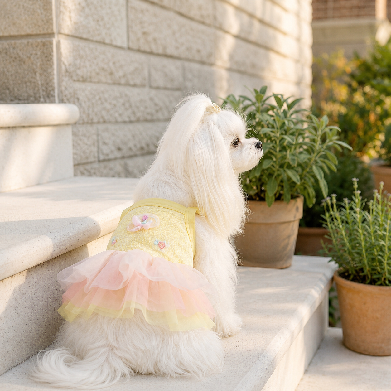 HipiDogs Princess Tulle Dog Dress with D-Ring | Elegant Pet Harness Dress