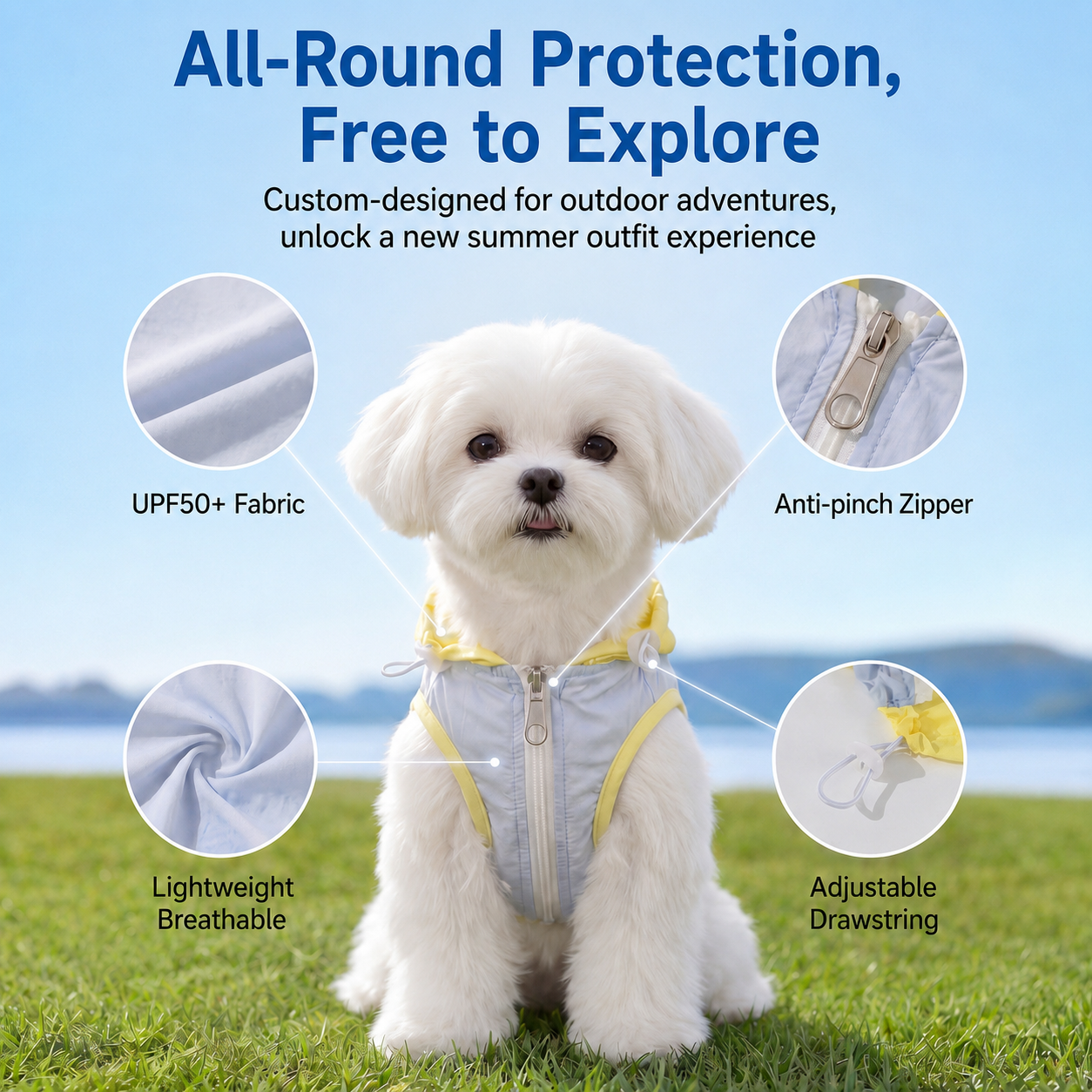 HipiDogs Lightweight Cooling Dog Vest | Breathable Summer Sun Protection Shirt