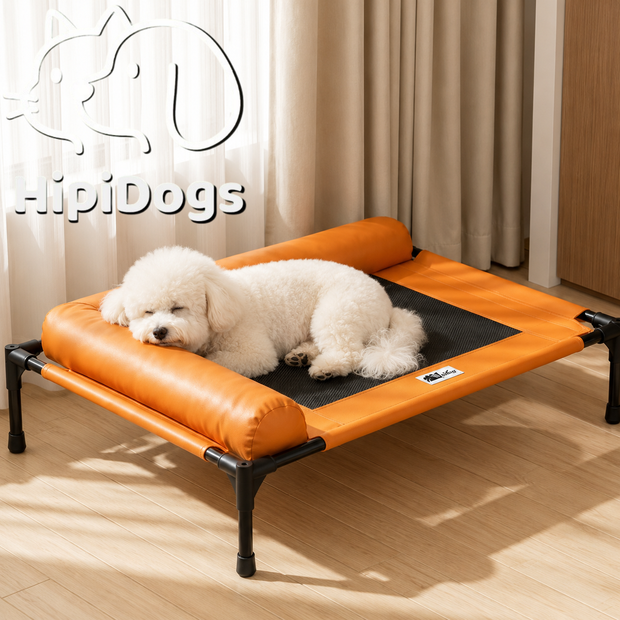 HipiDogs Elevated Cooling Dog Bed with Bolster | Raised Pet Cot